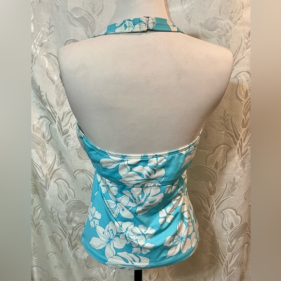 JAG Blue White Hawaiian Print Swim Top - Picture 2 of 4